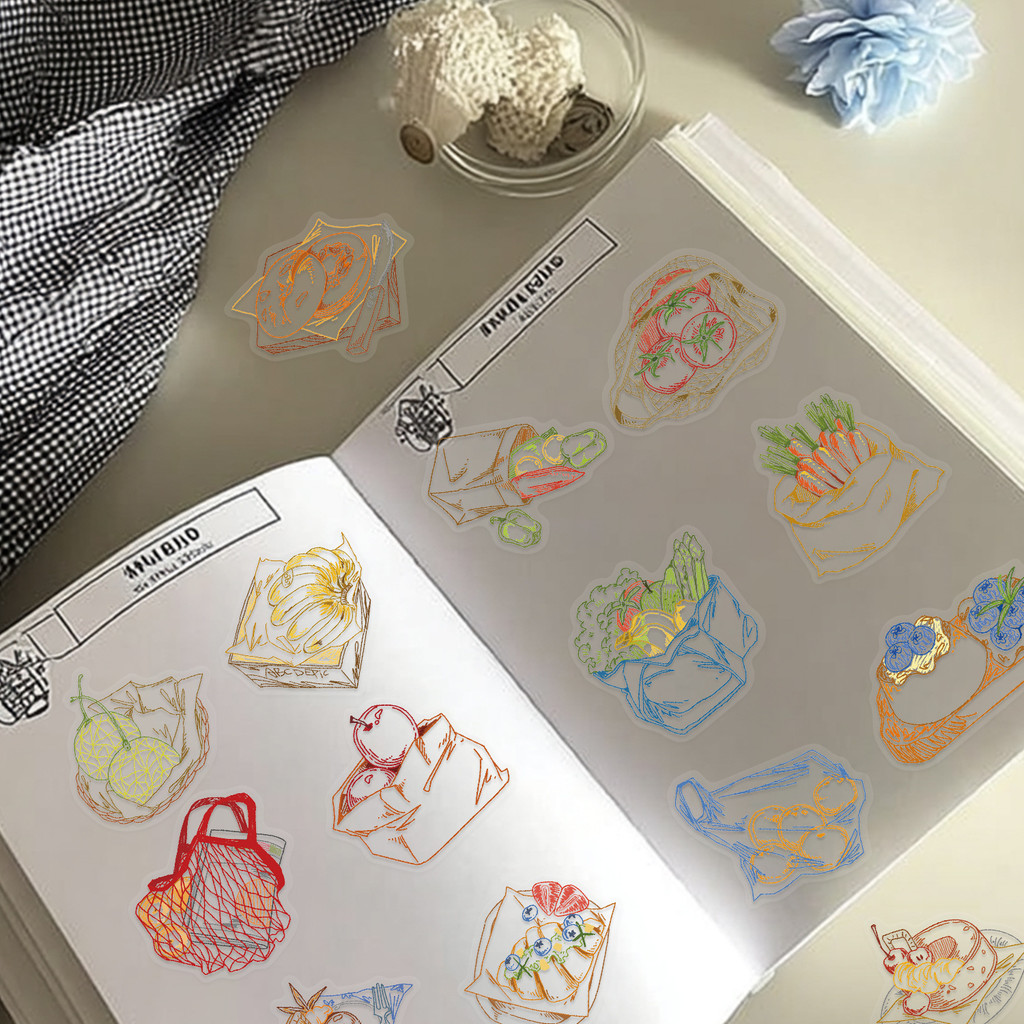 50Pcs Color Line Drawing Food  - Food Snacks Drawing 评论和价格