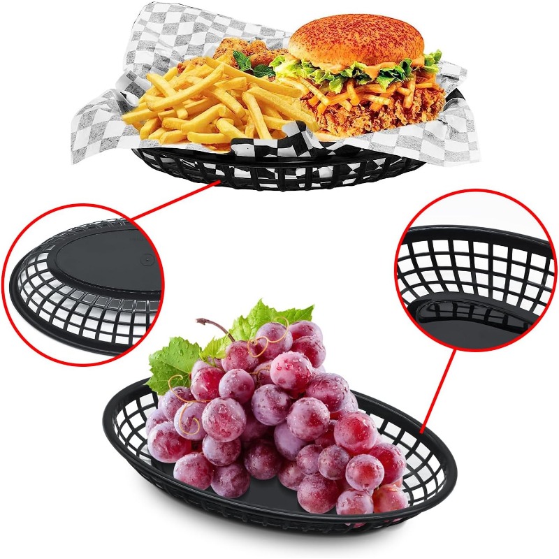 Plastic Fast Food Basket Oval  - Food Snacks Basket 评论和价格