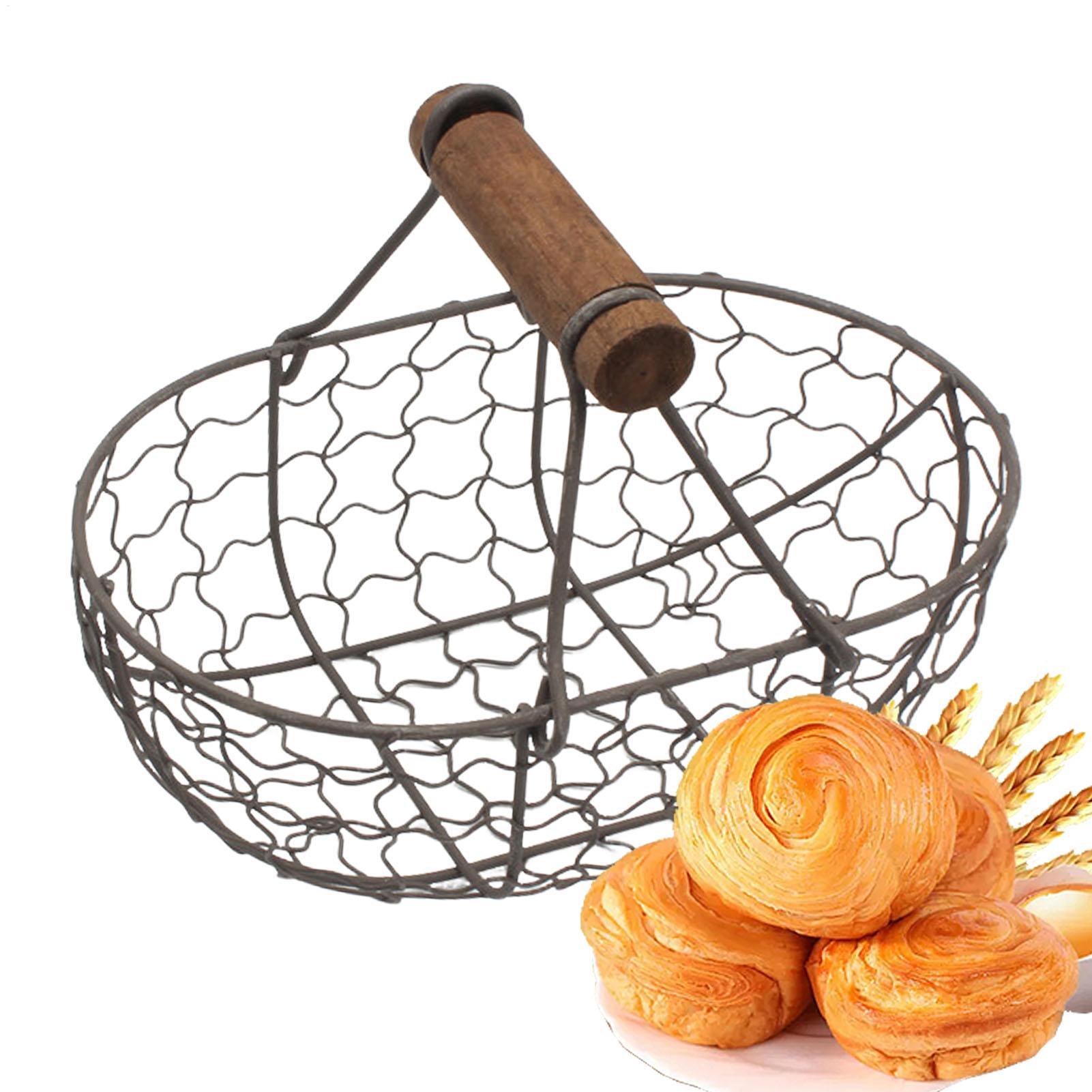 Iron Storage Basket with Woode - Food Snacks Basket 评论和价格