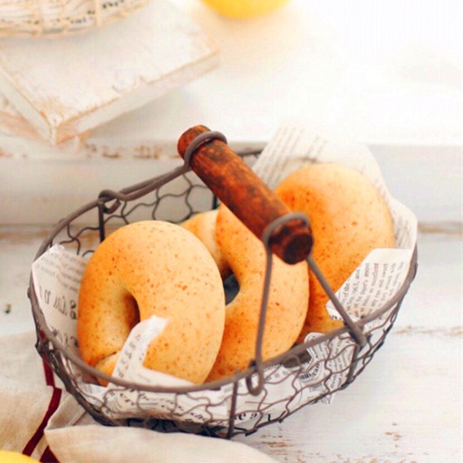 Iron Storage Basket with Woode - Food Snacks Basket 评论和价格
