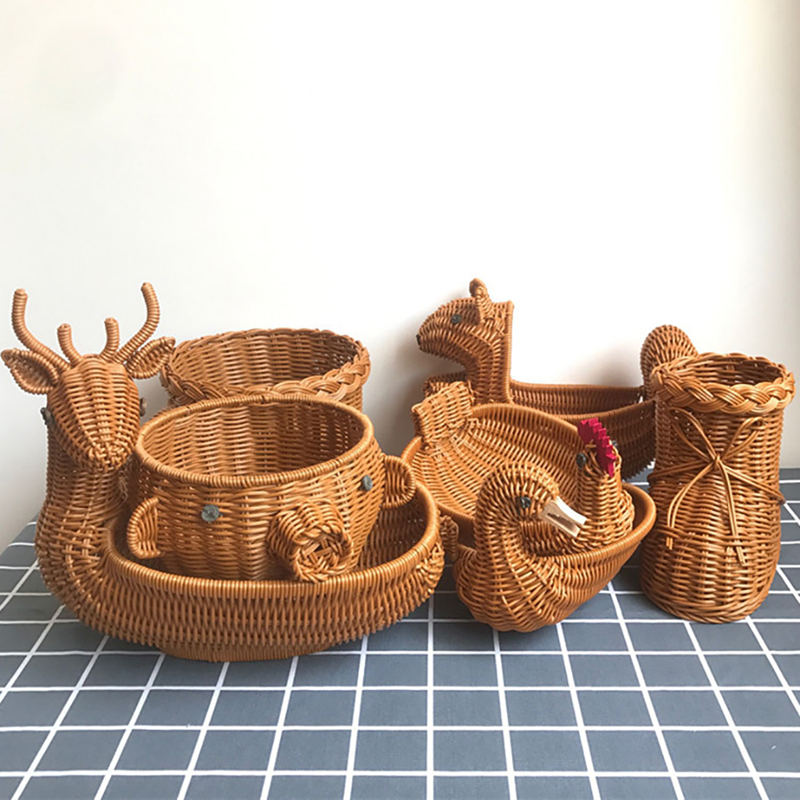 Rattan Woven Fruit Basket Cute - Food Snacks Basket 评论和价格