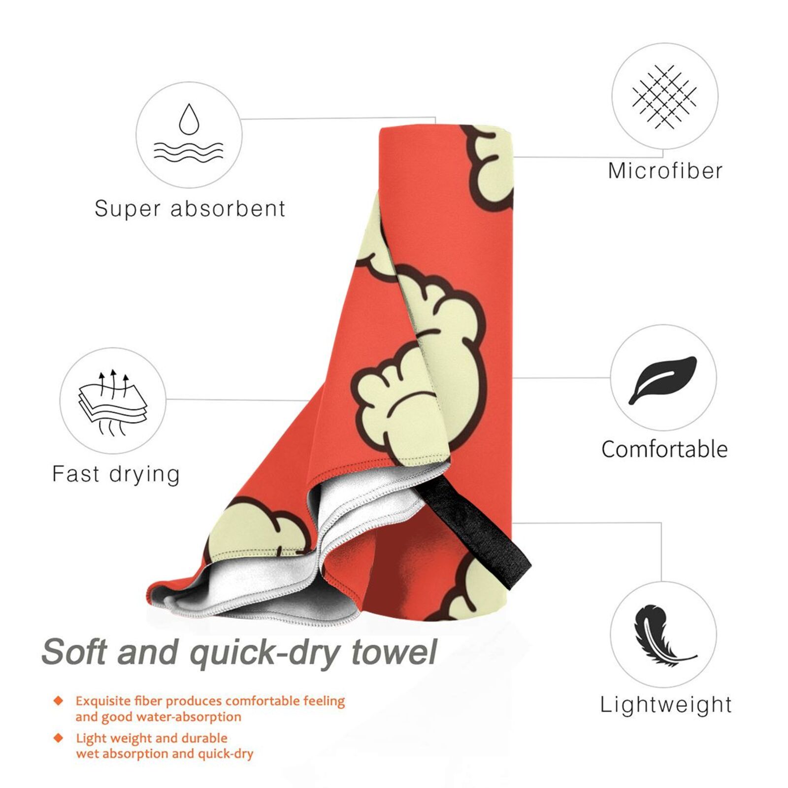 Popcorn Pattern Beach Towel Qu - Foody Snacks 评论和价格