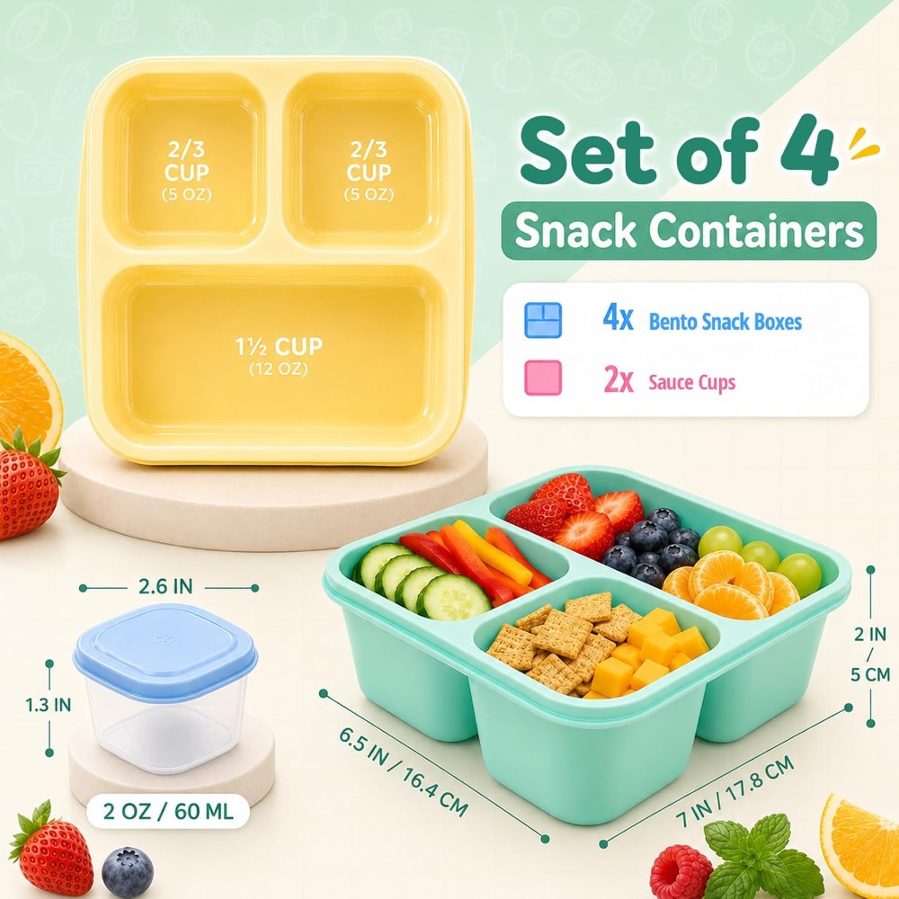 3 Compartment Bento Box Snack  - Food Snacks Healthy 评论和价格