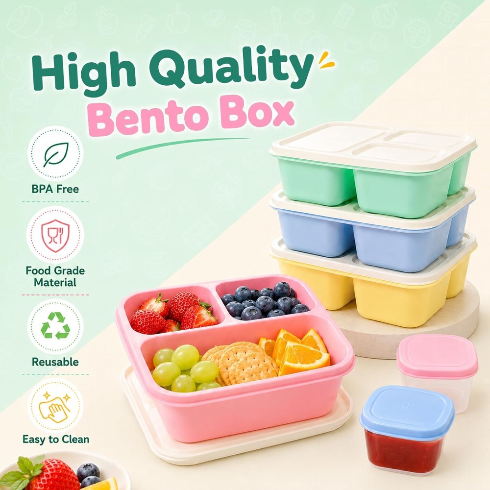 3 Compartment Bento Box Snack  - Food Snacks Healthy 评论和价格