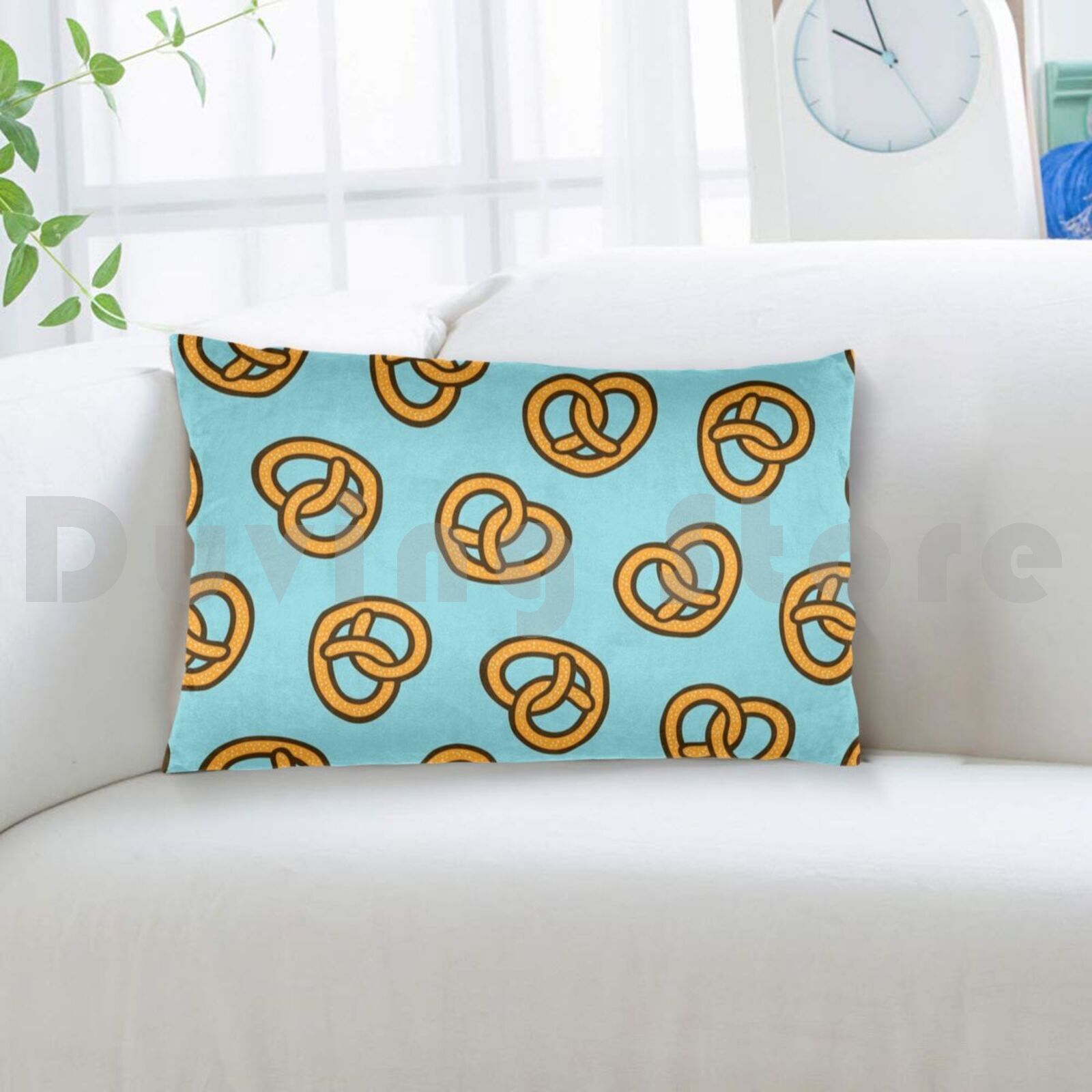I Heart Pretzels Pattern Pillo - Foody Snacks 评论和价格